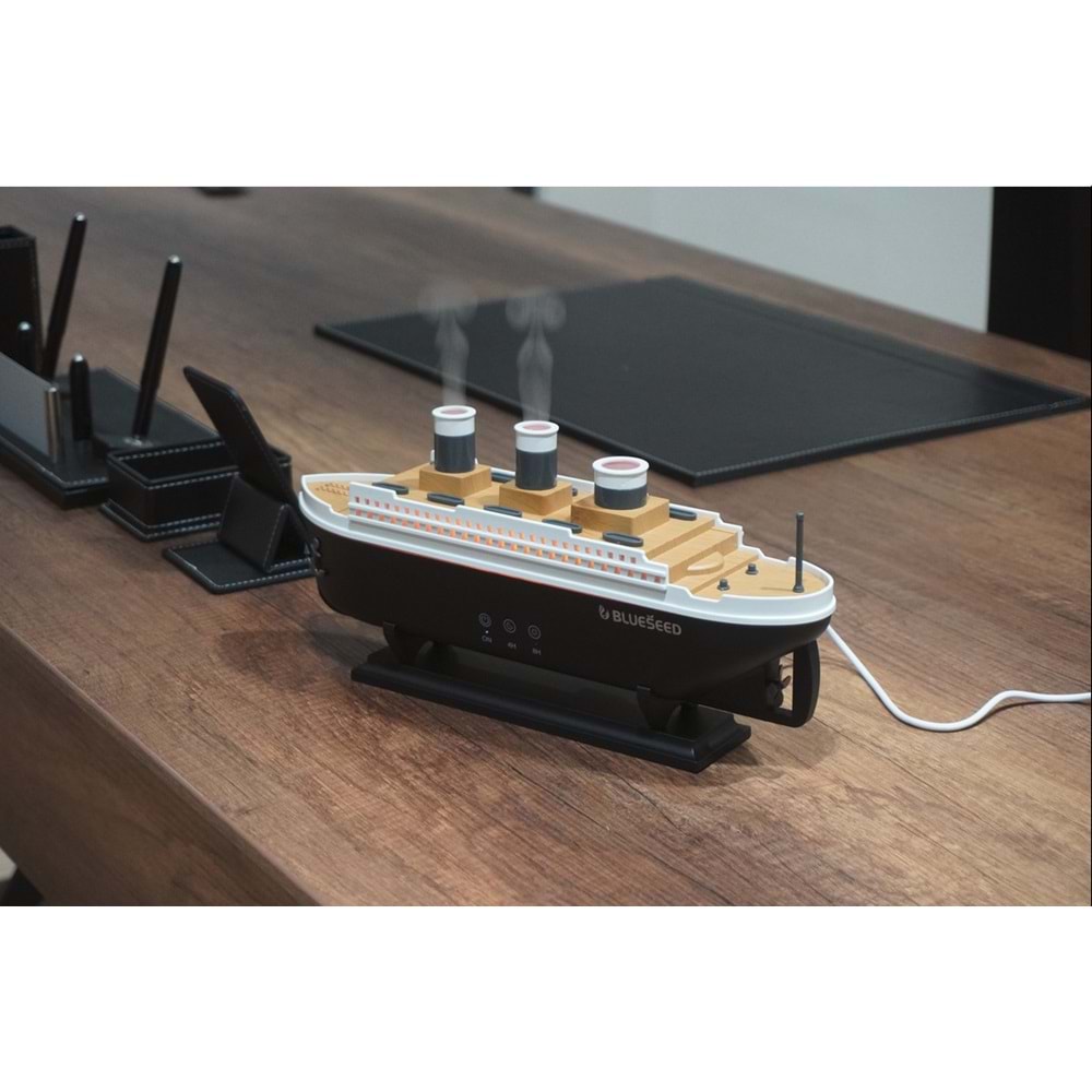 BLUESEED BS-H4 NOSTALJİK GEMİ TASARIMLI IŞIKLI BUHARLI ULTRASONİK HAVA NEMLENDİRİCİ AROMA DİFÜZÖRÜ KOKU