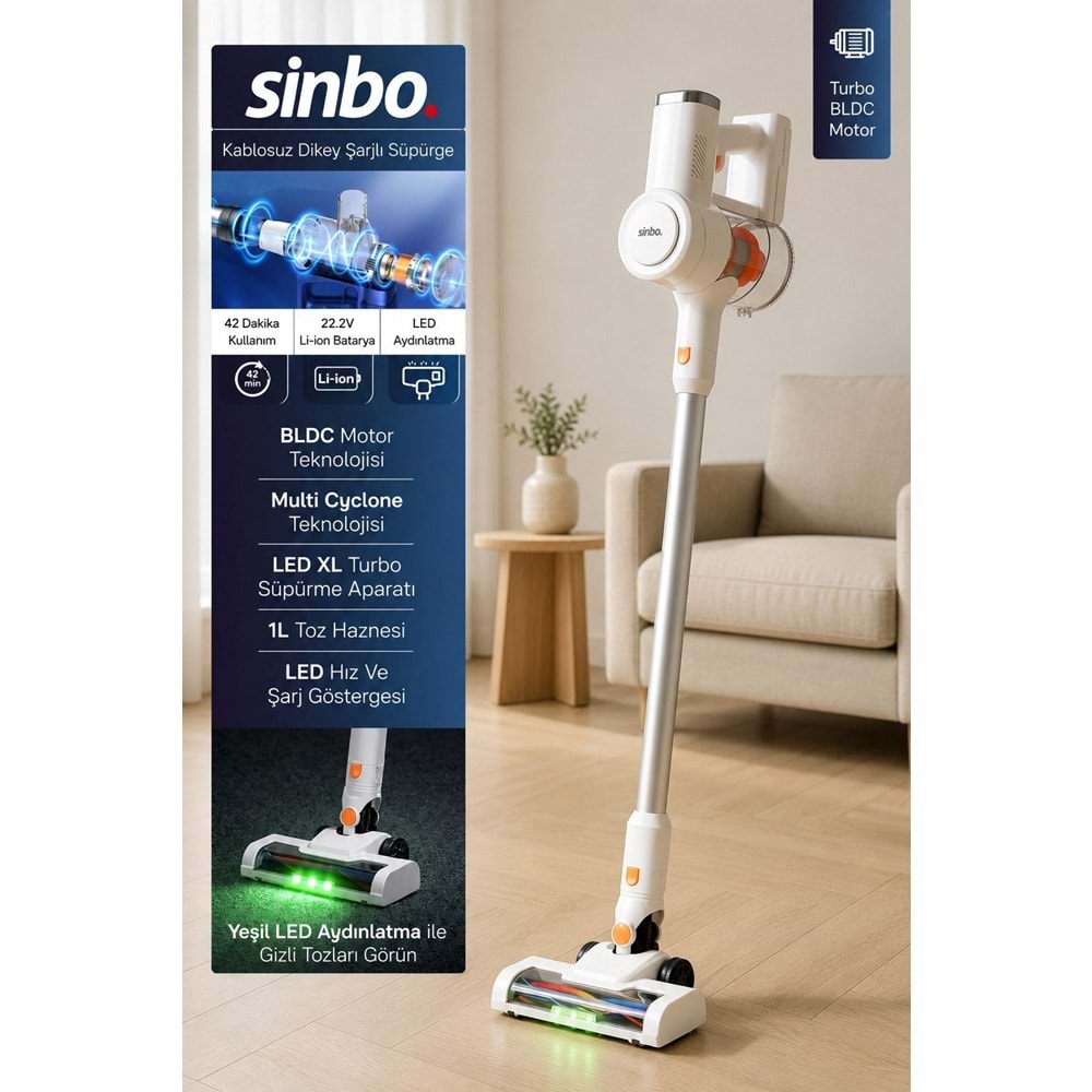 SİNBO SVC-8636 KABLOSUZ DİKEY ŞARJLI SÜPÜRGE